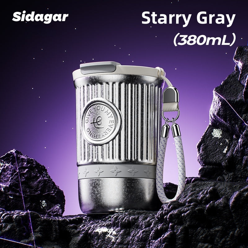 Sidagar Pure Titanium Coffee Cup – 380mL Lightweight, Leak-Proof, 3-in-1 Design with Insulated Travel Mug for Hot/Cold Beverages