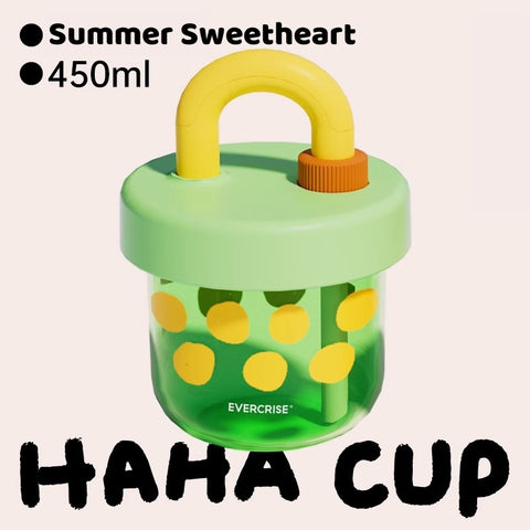EVERCRISE Rainbow HAHA Cup - 450ml Leakproof Tritan Water Bottle with Detachable Strap & Fun Straw, BPA-Free EVERCRISE Rainbow HAHA Cup - 450ml Leakproof Tritan Water Bottle with Detachable Strap & Fun Straw, BPA-Free