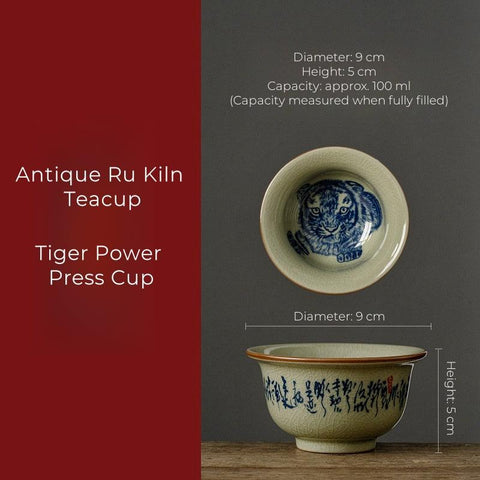 Hand-Painted Fu Tiger Ceramic Cup – Artisan Tea Bowl with Rich Symbolism Hand-Painted Fu Tiger Ceramic Cup – Artisan Tea Bowl with Rich Symbolism
