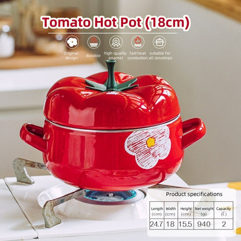 SHUEHO Tomato Pot - Floral Enamel Cast Iron Cookware, 2L & 3.5L, Durable & Stylish Kitchenware for Stovetop, Gas, Induction SHUEHO Tomato Pot - Floral Enamel Cast Iron Cookware, 2L & 3.5L, Durable & Stylish Kitchenware for Stovetop, Gas, Induction