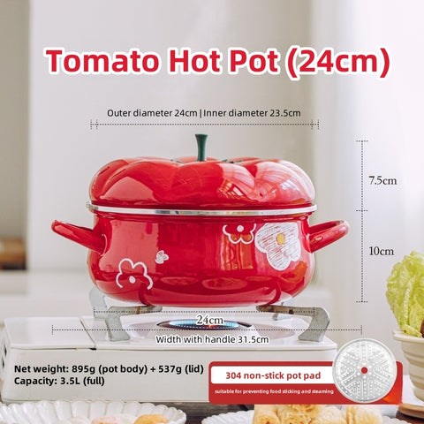 SHUEHO Tomato Pot - Floral Enamel Cast Iron Cookware, 2L & 3.5L, Durable & Stylish Kitchenware for Stovetop, Gas, Induction SHUEHO Tomato Pot - Floral Enamel Cast Iron Cookware, 2L & 3.5L, Durable & Stylish Kitchenware for Stovetop, Gas, Induction