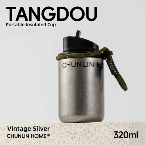 CHUNLIN TANGDOU Portable Insulated Coffee Cup - Eco-Friendly Leak-Proof Travel Mug with Flip-Top Straw & Ceramic Coating, 320ml/590ml CHUNLIN TANGDOU Portable Insulated Coffee Cup - Eco-Friendly Leak-Proof Travel Mug with Flip-Top Straw & Ceramic Coating, 320ml/590ml