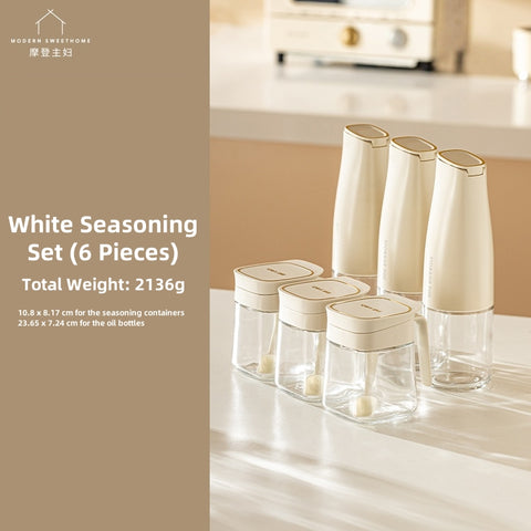 MDZF Sweet Home Stylish Multi-Purpose Seasoning Box and Oil Dispenser Set – High-Quality Spice Jar with One-Handed Operation MDZF Sweet Home Stylish Multi-Purpose Seasoning Box and Oil Dispenser Set – High-Quality Spice Jar with One-Handed Operation