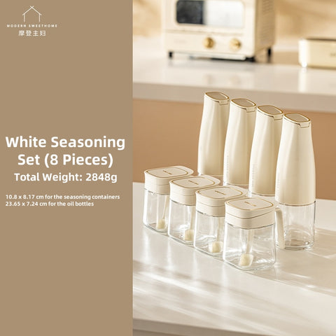 MDZF Sweet Home Stylish Multi-Purpose Seasoning Box and Oil Dispenser Set – High-Quality Spice Jar with One-Handed Operation MDZF Sweet Home Stylish Multi-Purpose Seasoning Box and Oil Dispenser Set – High-Quality Spice Jar with One-Handed Operation