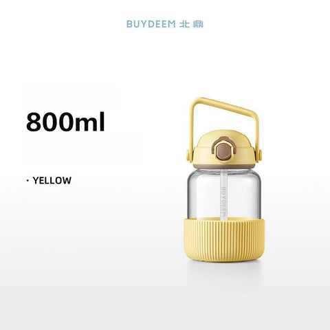 Buydeem DunDun Glass Straw Bottle 800ml & 1000ml - High Borosilicate Glass Buydeem DunDun Glass Straw Bottle 800ml & 1000ml - High Borosilicate Glass