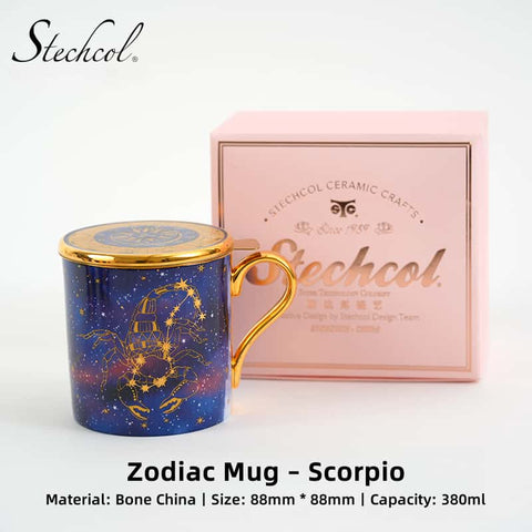 Stechcol Luxury Bone China Zodiac Mug Set – 380ml Celestial Design Stechcol Luxury Bone China Zodiac Mug Set – 380ml Celestial Design