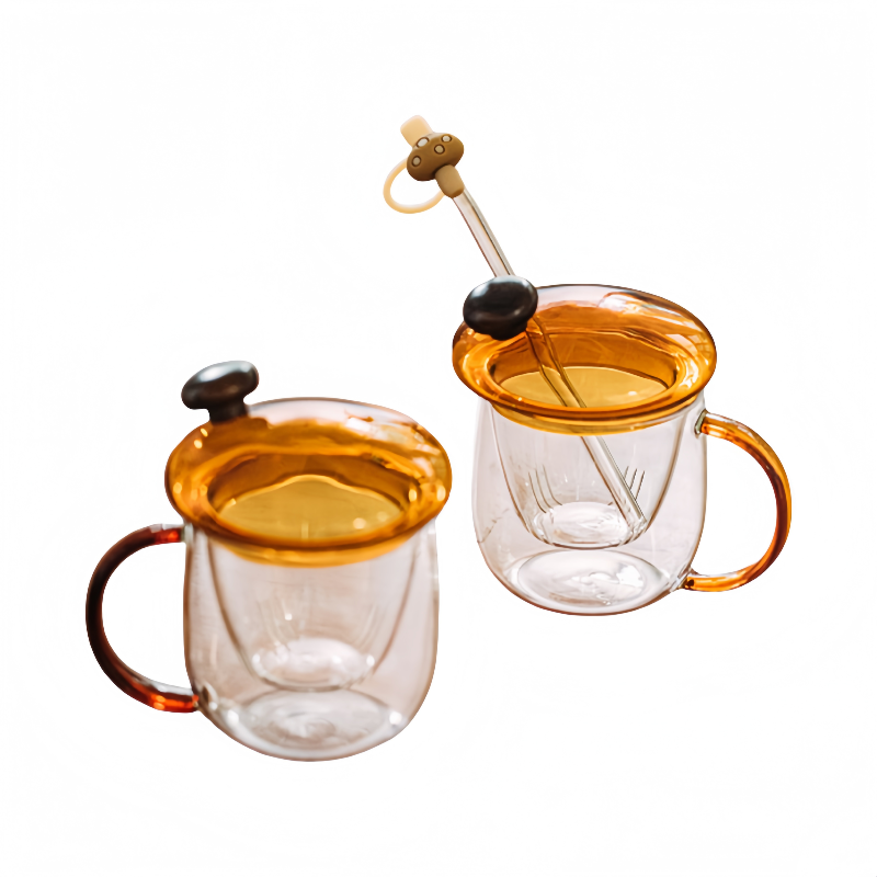 SHUEHO Mushroom Lid Borosilicate Glass Teacup with Infuser