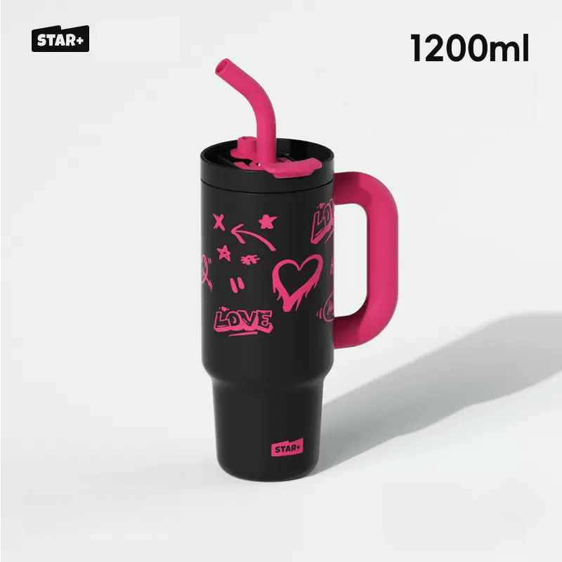 STAR+ Graffiti Mug Water Bottle 1200ml with Straw - Stylish and Functional