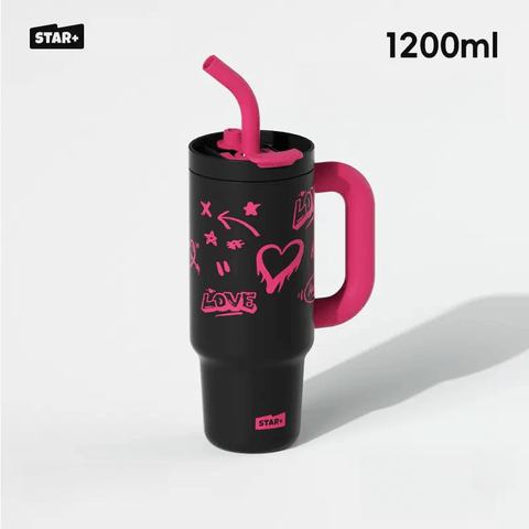 STAR+ Graffiti Mug Water Bottle 1200ml with Straw - Stylish and Functional STAR+ Graffiti Mug Water Bottle 1200ml with Straw - Stylish and Functional