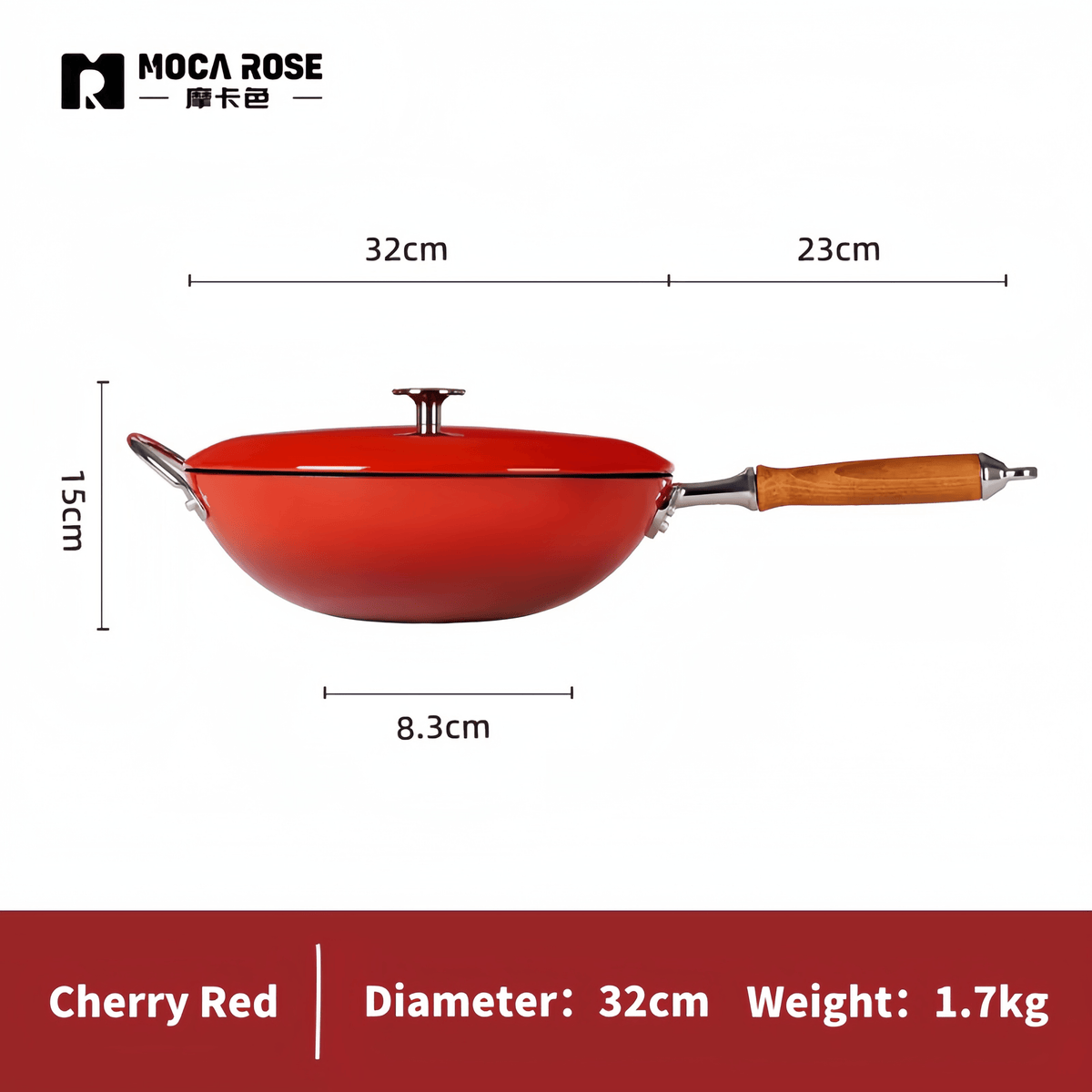 MOCAROSE Enamel Iron Wok 32cm Pot for Versatile Cooking