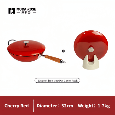MOCAROSE Enamel Iron Wok 32cm Pot for Versatile Cooking MOCAROSE Enamel Iron Wok 32cm Pot for Versatile Cooking