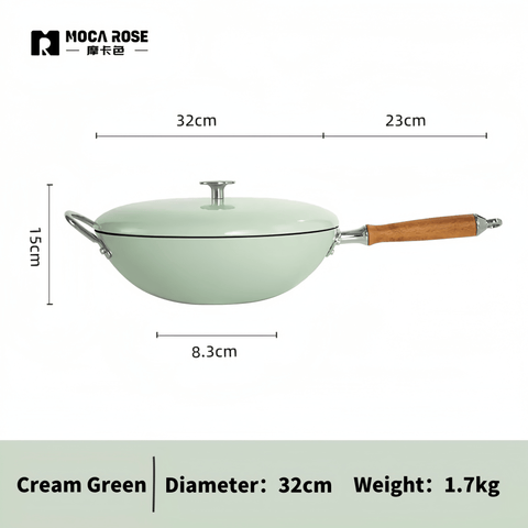 MOCAROSE Enamel Iron Wok 32cm Pot for Versatile Cooking MOCAROSE Enamel Iron Wok 32cm Pot for Versatile Cooking