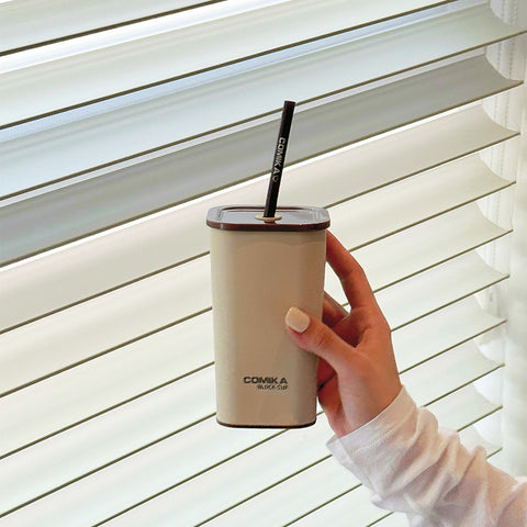 COMIKA Block Cup - 400ml Stainless Steel Square Tumbler with Straw | Trendy, Durable, and Portable COMIKA Block Cup - 400ml Stainless Steel Square Tumbler with Straw | Trendy, Durable, and Portable