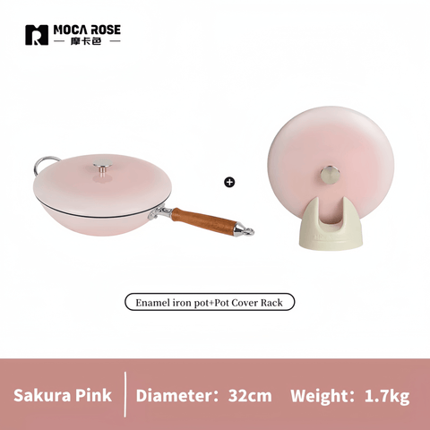 MOCAROSE Enamel Iron Wok 32cm Pot for Versatile Cooking MOCAROSE Enamel Iron Wok 32cm Pot for Versatile Cooking