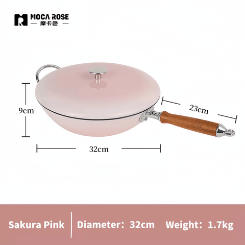 MOCAROSE Enamel Iron Wok 32cm Pot for Versatile Cooking MOCAROSE Enamel Iron Wok 32cm Pot for Versatile Cooking