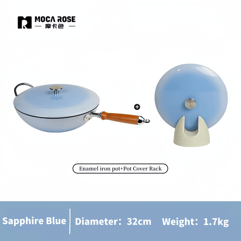 MOCAROSE Enamel Iron Wok 32cm Pot for Versatile Cooking MOCAROSE Enamel Iron Wok 32cm Pot for Versatile Cooking