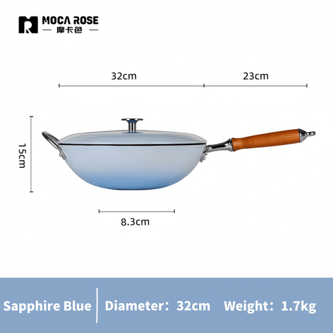MOCAROSE Enamel Iron Wok 32cm Pot for Versatile Cooking MOCAROSE Enamel Iron Wok 32cm Pot for Versatile Cooking
