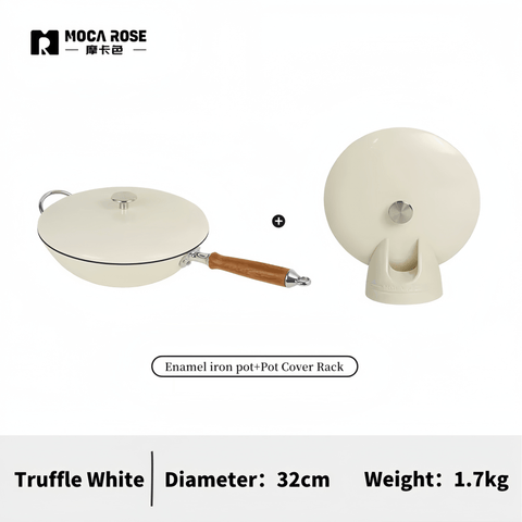 MOCAROSE Enamel Iron Wok 32cm Pot for Versatile Cooking MOCAROSE Enamel Iron Wok 32cm Pot for Versatile Cooking