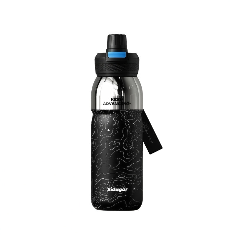 Sidagar 580ml insulated sports bottle with dual-drink lid on a white background