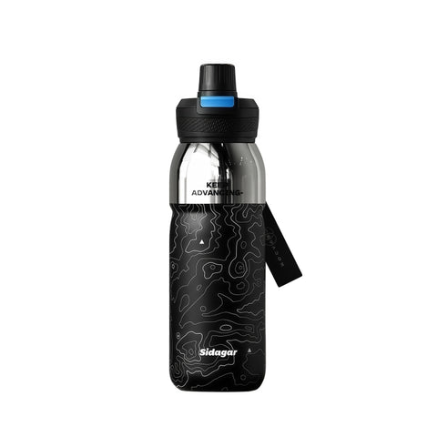 Sidagar 580ml insulated sports bottle with dual-drink lid on a white background