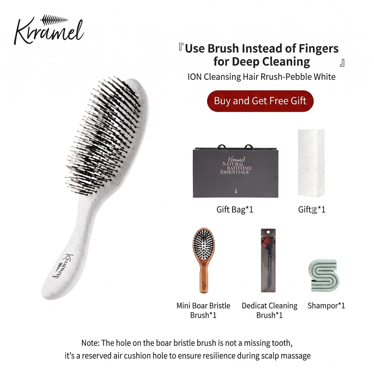 KRRAMEL Pebbles Scalp Cleansing Brush for Wet or Dry Hair