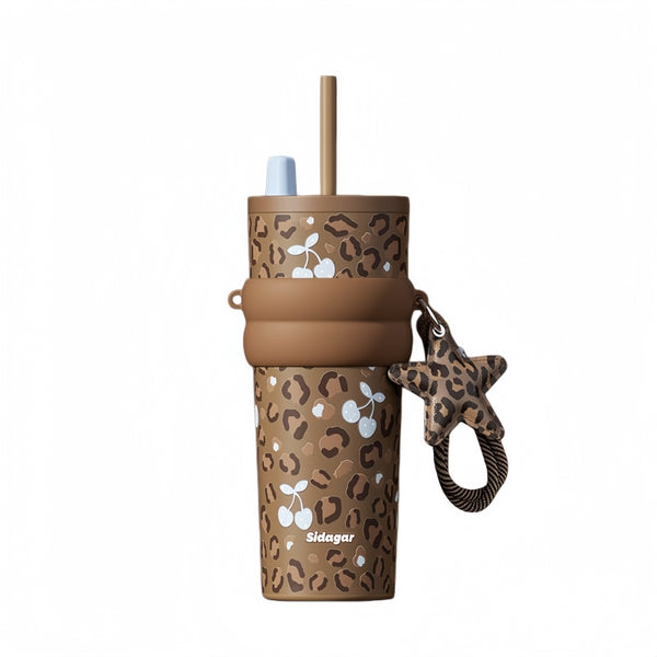 Sidagar Aurora Leopard 710ml Ceramic-Lined Straw Tumbler