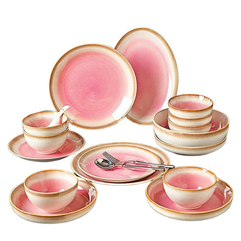 MONAZONE Pink Mist Kiln-Changed Ceramic Dinnerware