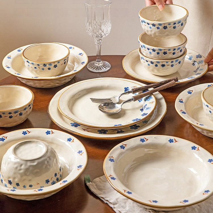 Modern Sweet Home Blue Floral Dinnerware Set