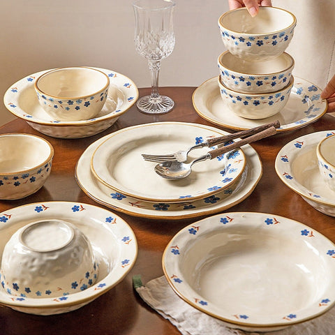 Modern Sweet Home Blue Floral Dinnerware Set