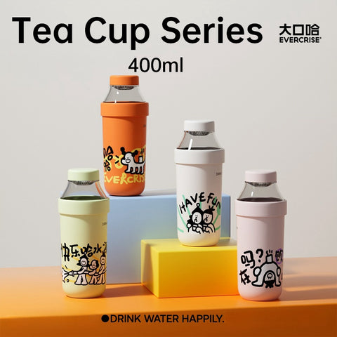 EVERCRISE Premium HAHA Tea Bottle 400ml - Leakproof, Detachable, and Insulated for Hot & Cold Beverages