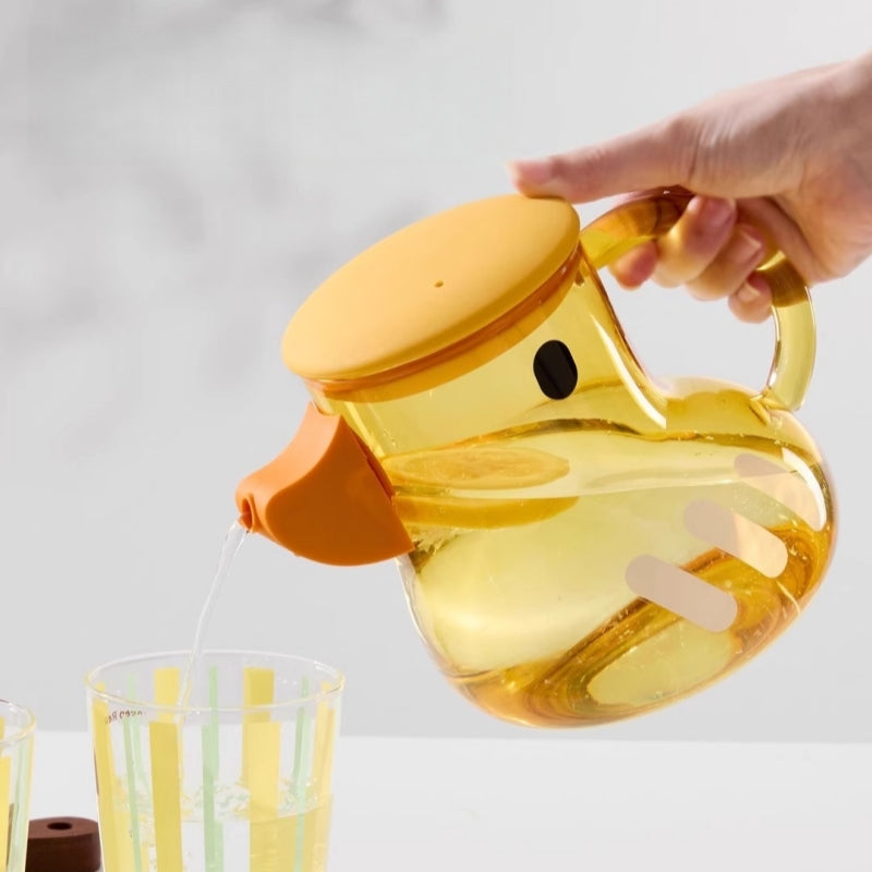 Adorable Duck-Shaped Glass Teapot - 1300ml 