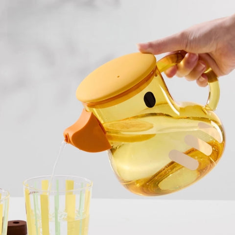 Adorable Duck-Shaped Glass Teapot - 1300ml 