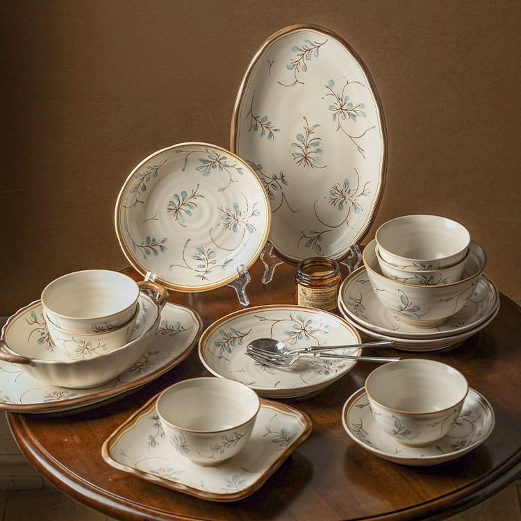 Modern Sweet Home Bluegrass Series Vintage Ceramic Dinnerware