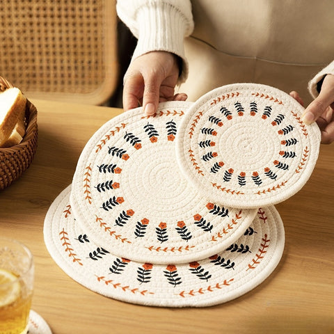 Floret Vintage Cotton Linen Table Mats Set