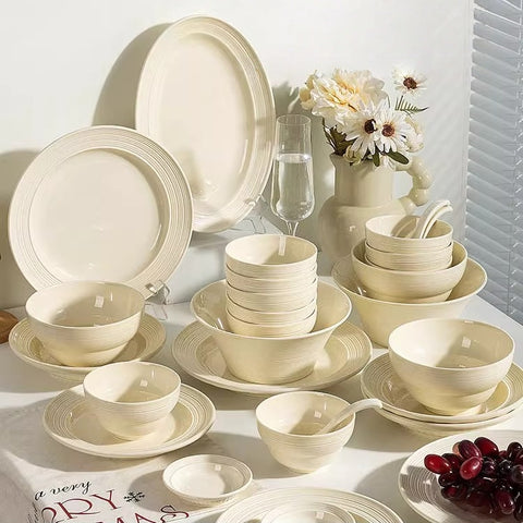 Modern Nordic Brushed Ceramic Dinnerware Set