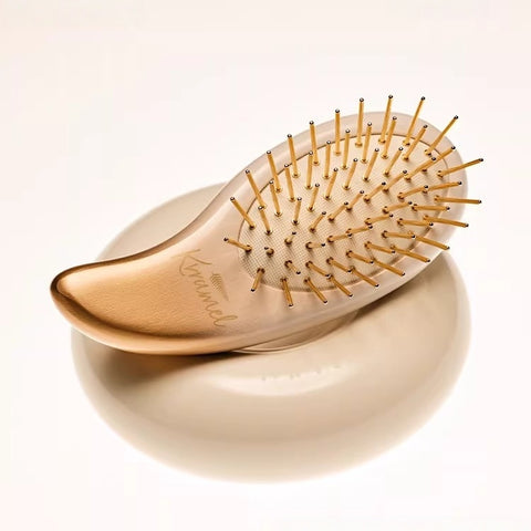 Kramel AURIKAT Pea 24K Gold Plated Comb | Luxury Scalp Massager & Detangling Hair Brush for Women