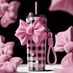 Sidagar Butterfly Dream Insulated Straw Tumbler - 710ml BPA-Free Tritan Cup with Elegant Bow Design