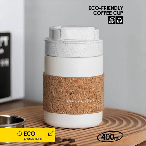 CHUNLIN HOME Yuan Qi Insulated Coffee Mug with Cork Band