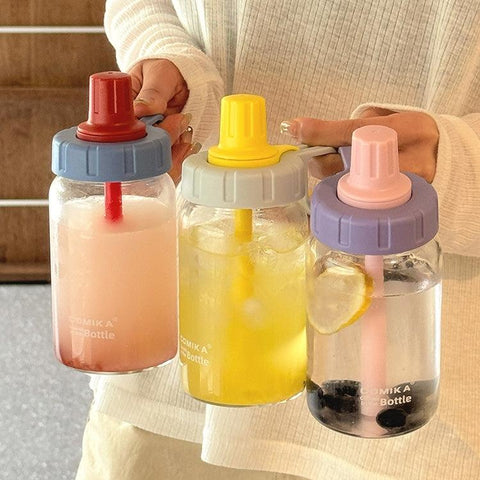 COMIKA INS Summer Tritan Water Bottle – 450ML Leak-Proof Straw Sippy Cup