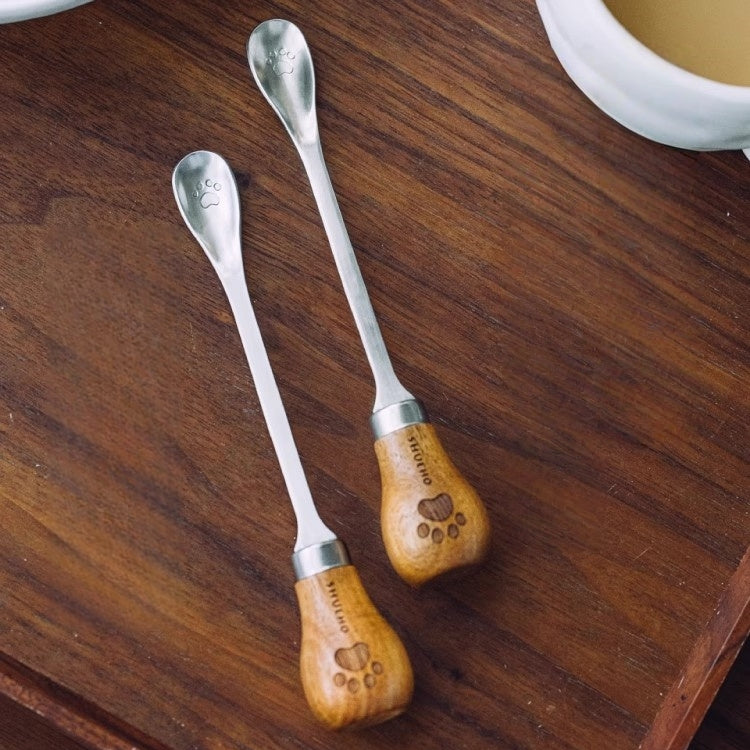 Kexiaobear Standable Mixing Spoon with Wooden Handle and Bear Claw Design