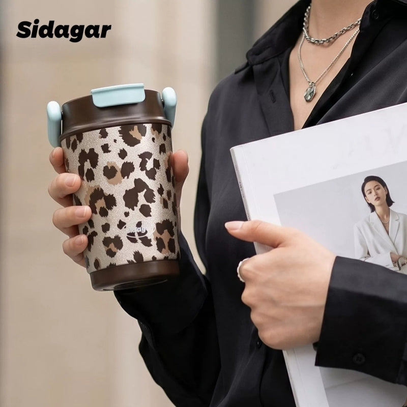 Sidagar Leopard Print Insulated Tumbler with Handle