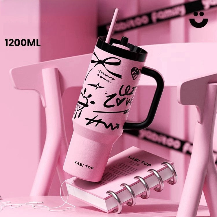 YABITOO Graffiti Thermos Cup - 1200ml Super Large Capacity