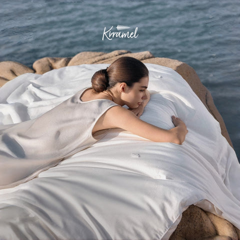 KRRAMEL organic mulberry silk comforter lightweight white duvet all-season