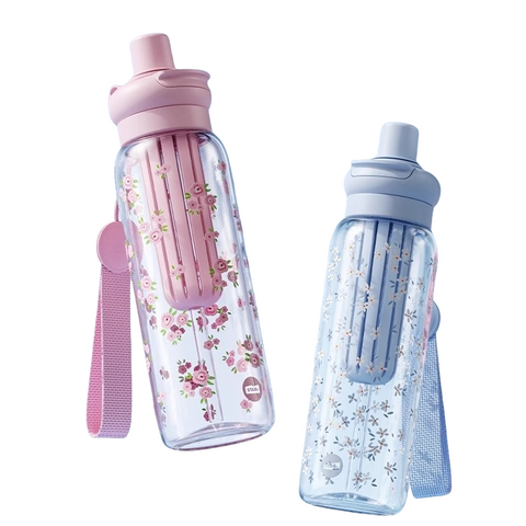 STAR+ Double Drink Straw Cup 740ML - Leak-Proof Design, Floral Print, BPA-Free Tritan Material