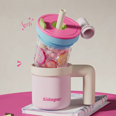 Sidagar Little Sugar Cube 2-in-1 Glass-Lined Stainless Steel Tumbler