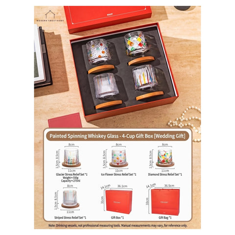 Modern Housewife Painted Spinning Whiskey Glass Gift Set