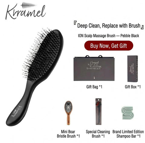 KRRAMEL Pebbles Scalp Cleansing Brush for Wet or Dry Hair
