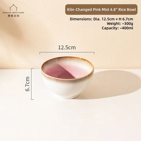 MONAZONE Pink Mist Kiln-Changed Ceramic Dinnerware