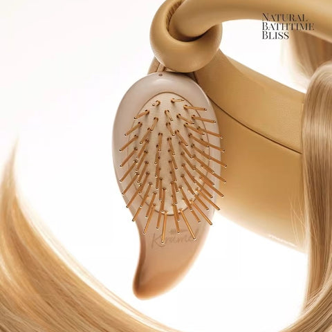 Kramel AURIKAT Pea 24K Gold Plated Comb | Luxury Scalp Massager & Detangling Hair Brush for Women