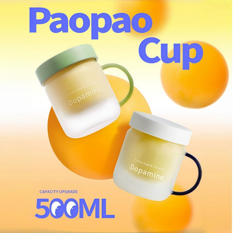 PAOPAO Cup 500ml Dopamine Glass Mug with Ceramic Liner & Tea Separation